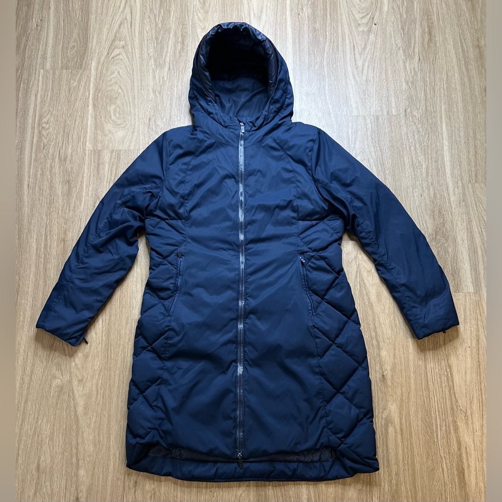 lululemon athletica Navy Hooded Long Puffer Coat